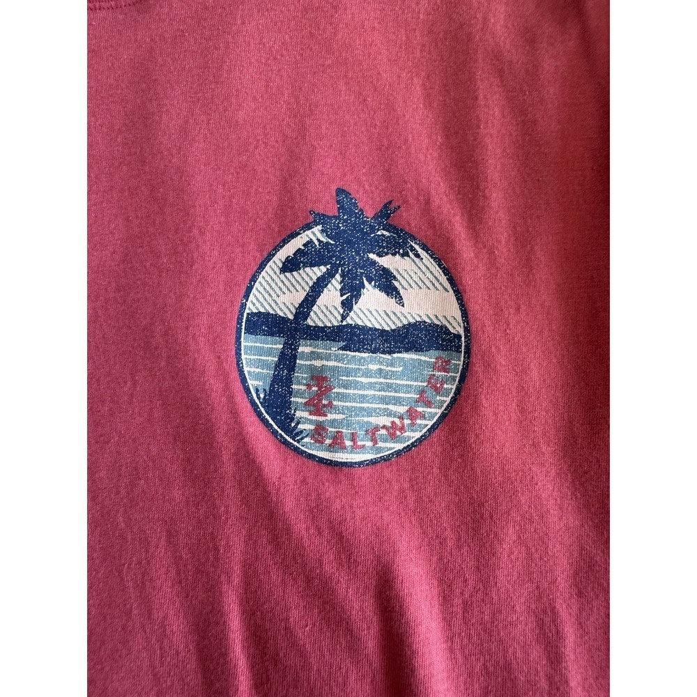 Izod Saltwater Size XL Pink T Shirt Graphic Design Beach Palm Tree Island EUC - Picture 4 of 8